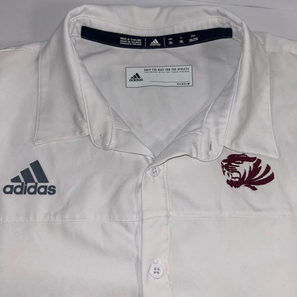 Adidas Polo Shirt Mens Size 2XL White w/ maroon Tigers Logo Athletic Fanwear - Picture 1 of 15